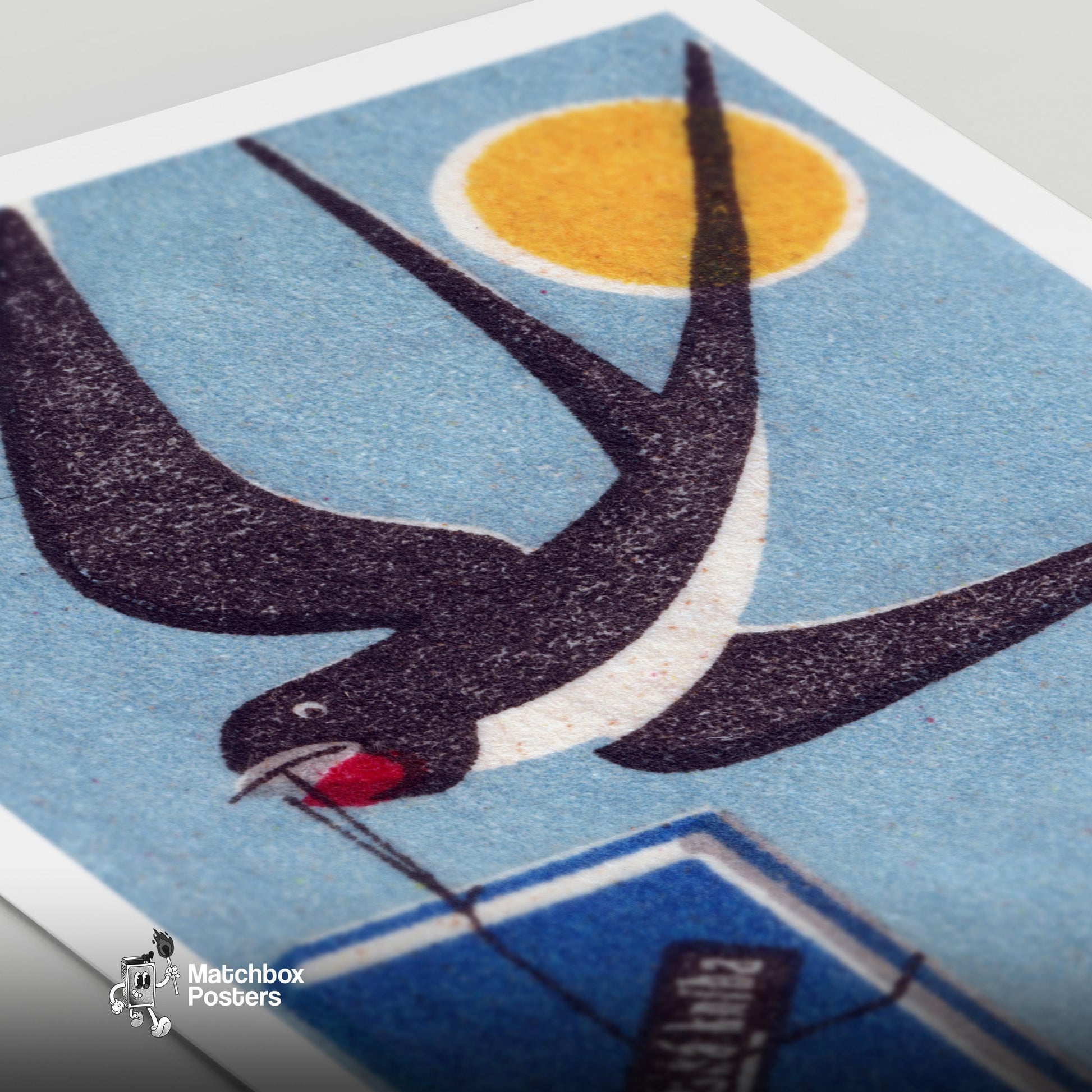 Swallow Carrying Package - vintage matchbox label print - close-up detail
