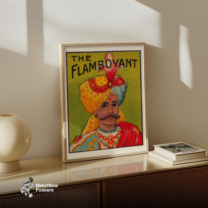 Man in Turban - vintage matchbox label print - size comparison