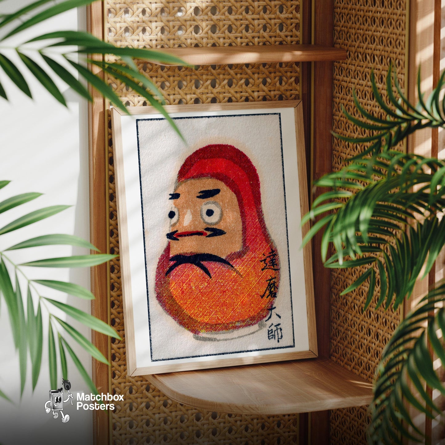 Cozy Japanese Man in Rug - vintage matchbox label print - office wall