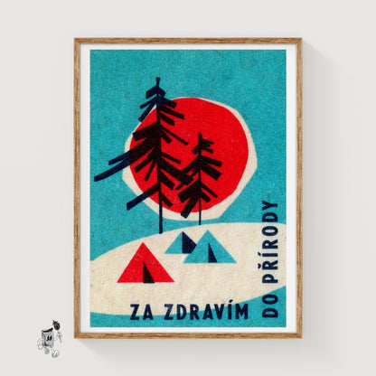 Stylized Trees - vintage matchbox label print