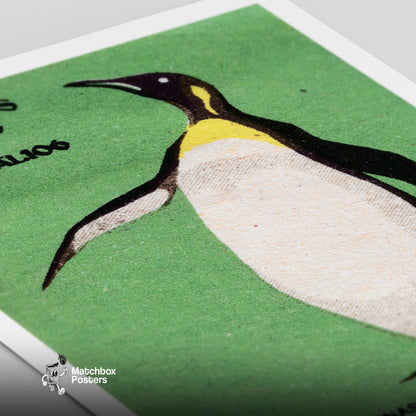 Penguin Standing - vintage matchbox label print - close-up detail