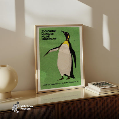 Penguin Standing - vintage matchbox label print - size comparison