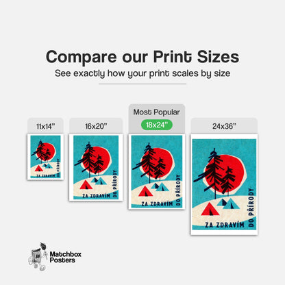 Stylized Trees - vintage matchbox label print - gallery wall preview