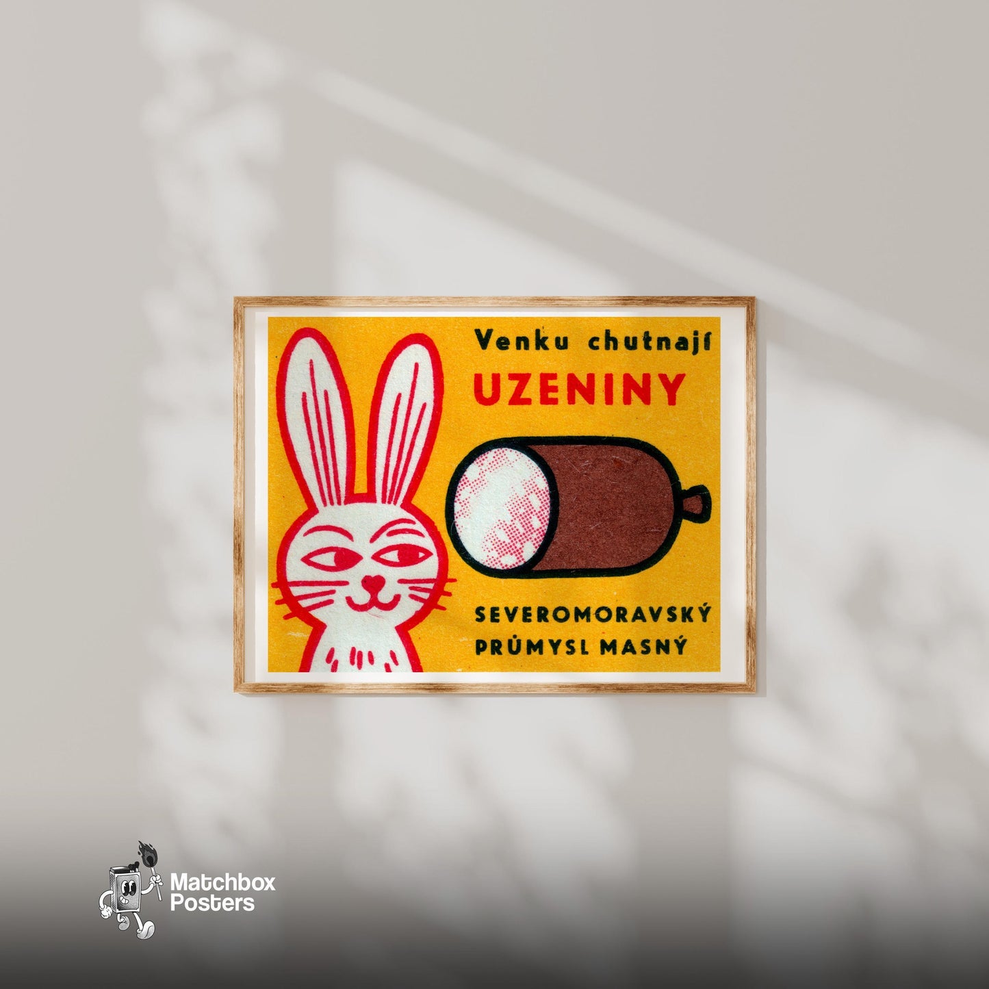 Rabbit - vintage matchbox label print - bedroom mockup
