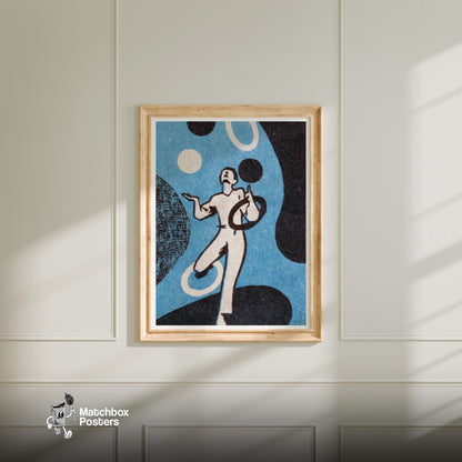 Juggler - vintage matchbox label print - bedroom mockup