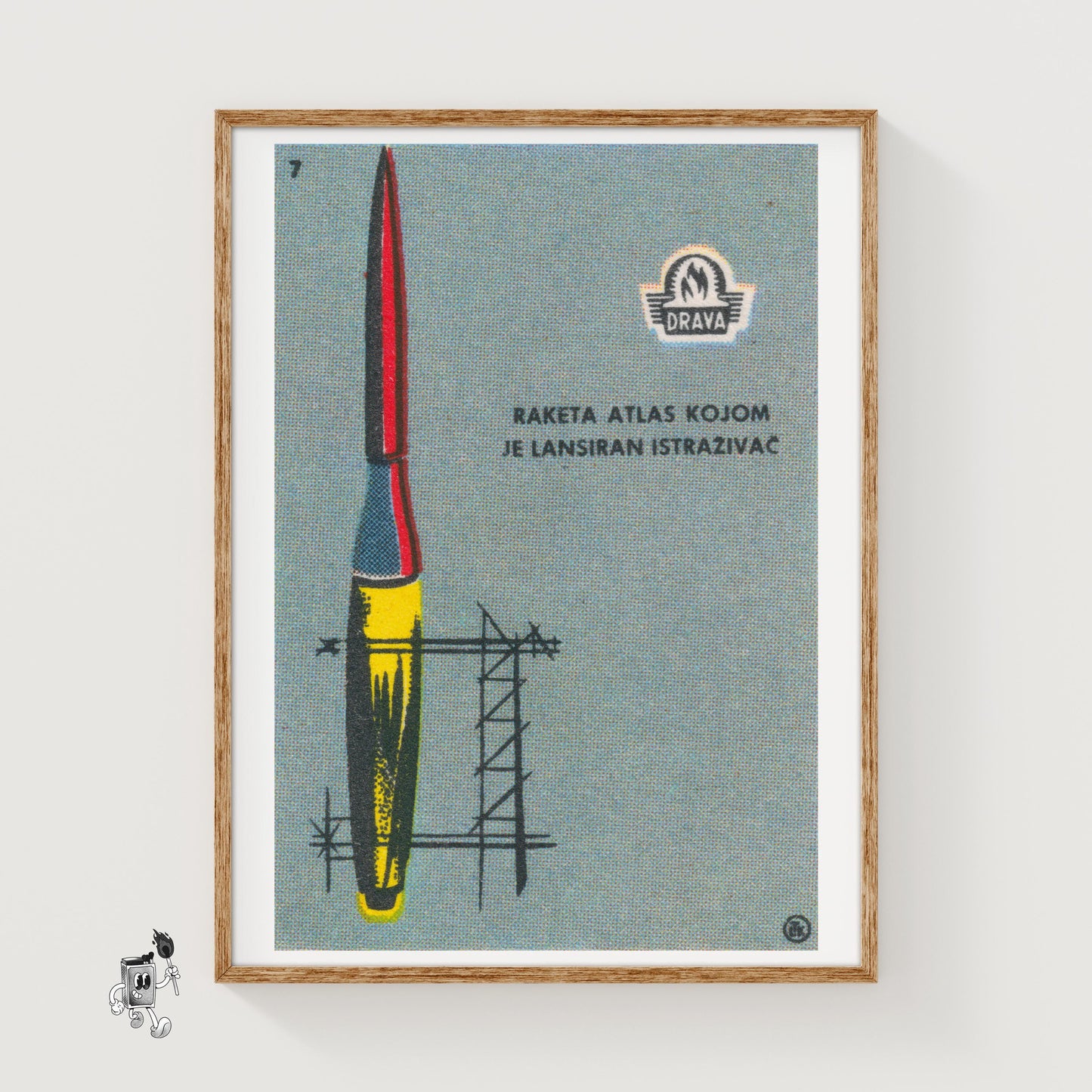 Atlas Rocket Launch - vintage matchbox label print