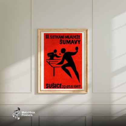 Table Tennis - vintage matchbox label print - bedroom mockup