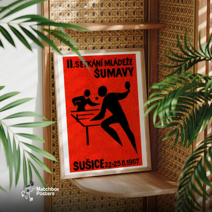 Table Tennis - vintage matchbox label print - office wall