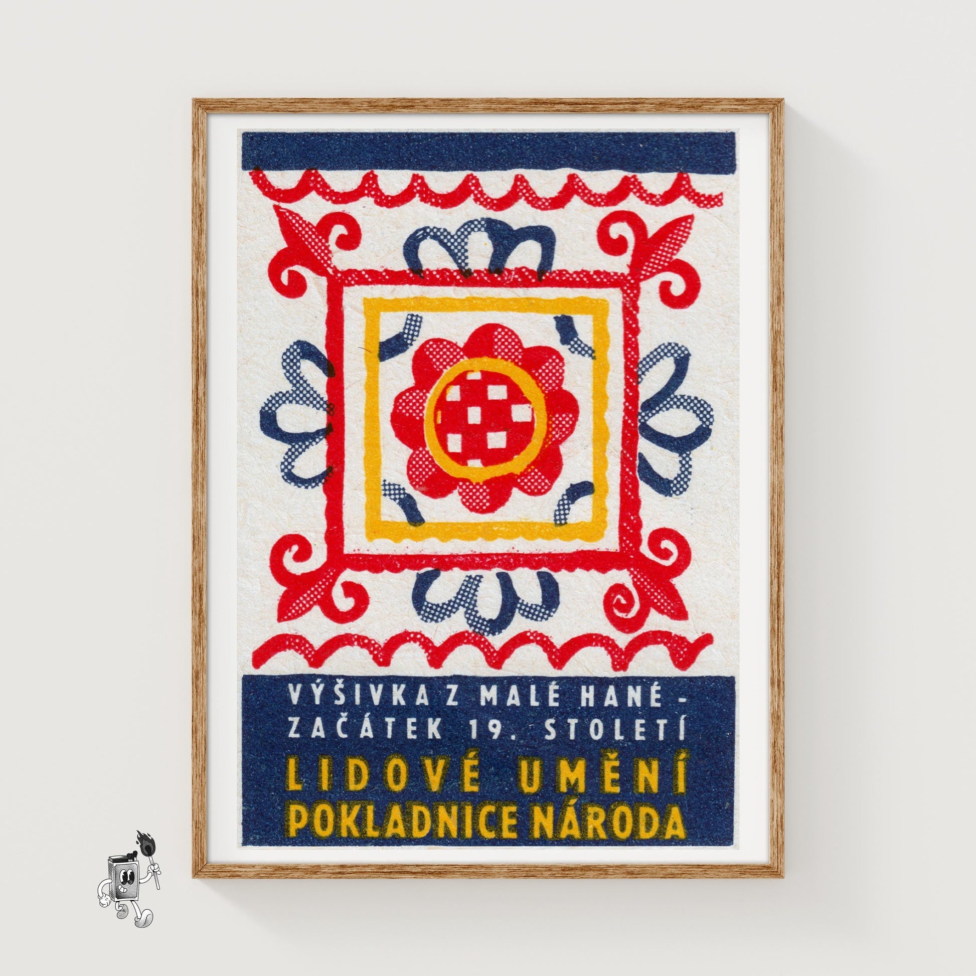 Folk Art Pattern - vintage matchbox label print