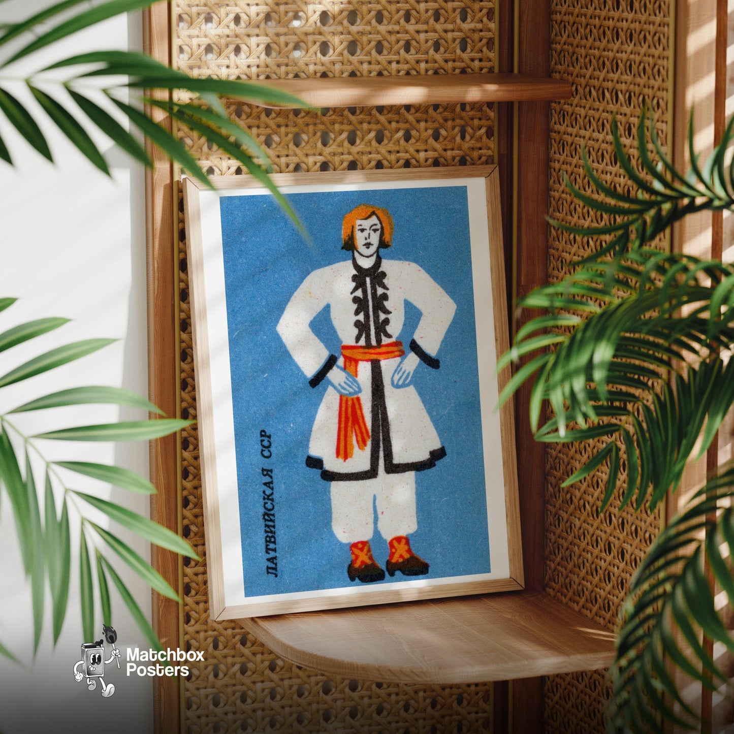 Latvian Man - vintage matchbox label print - office wall