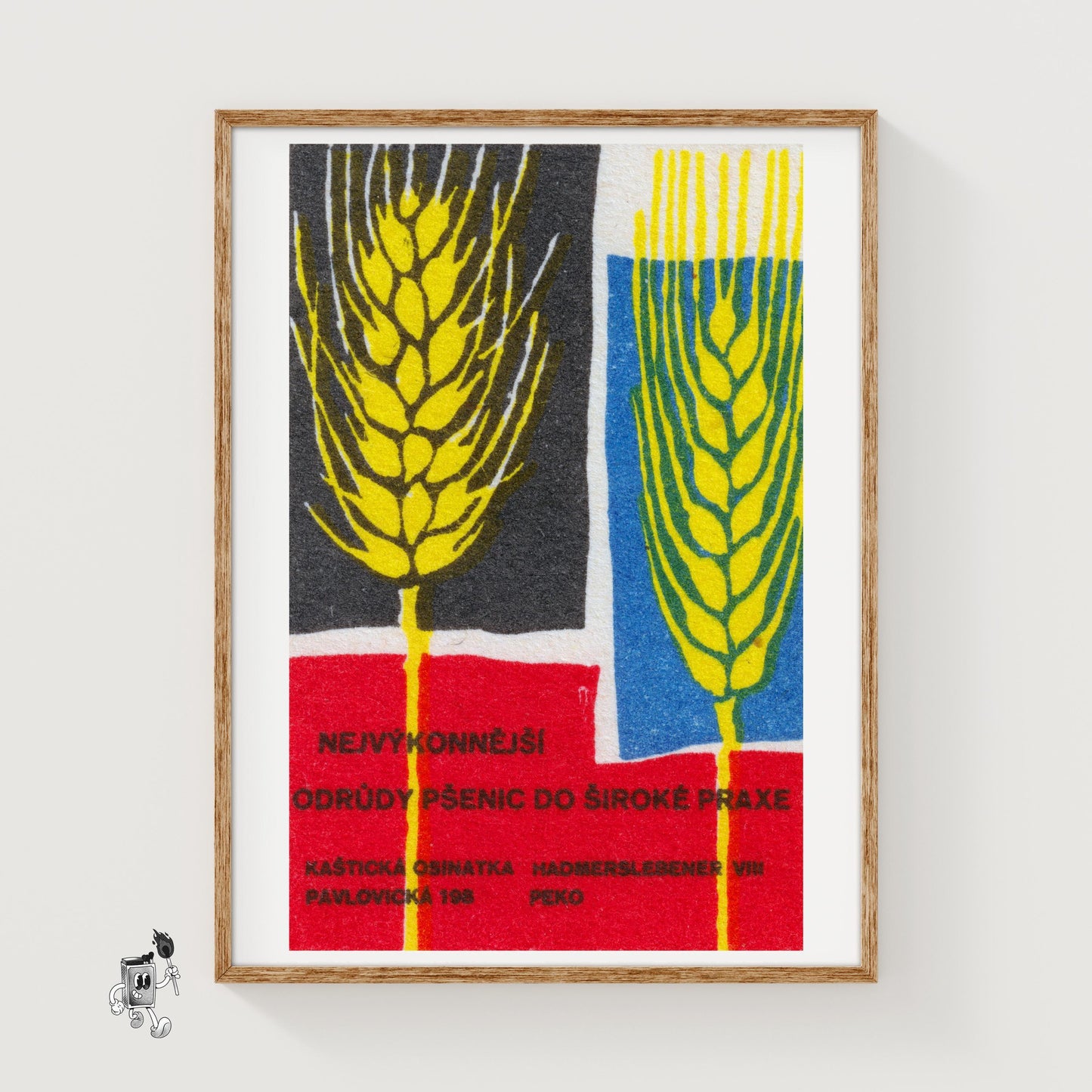 Stylized Wheat Heads - vintage matchbox label print