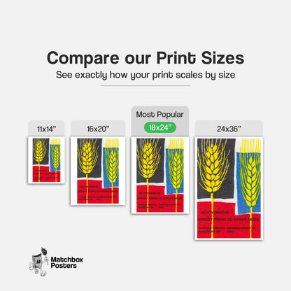 Stylized Wheat Heads - vintage matchbox label print - gallery wall preview