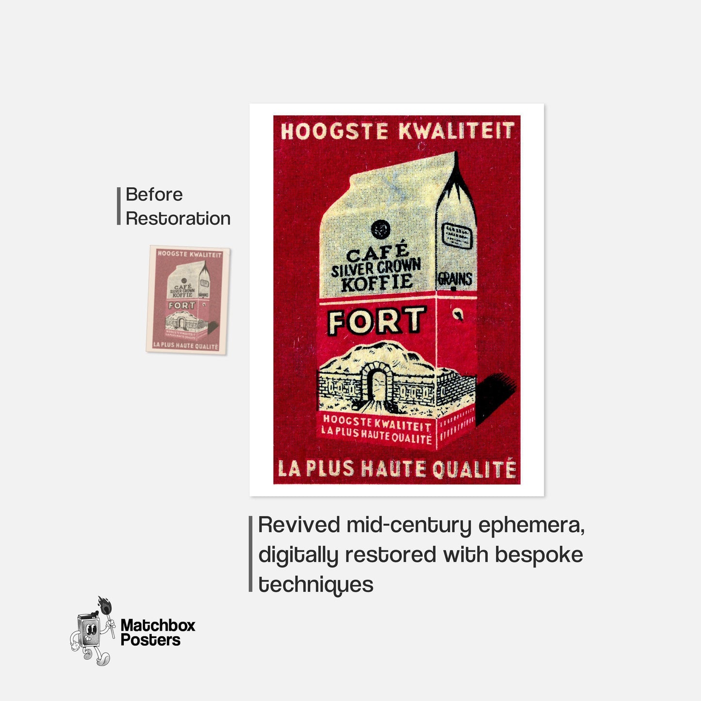 Illustration Of A Coffee Package - vintage matchbox label print - framed wall art preview