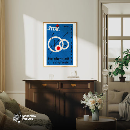 Abstract Design - vintage matchbox label print - living room mockup