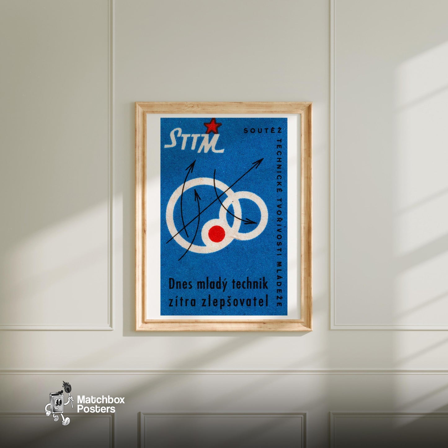 Abstract Design - vintage matchbox label print - bedroom mockup