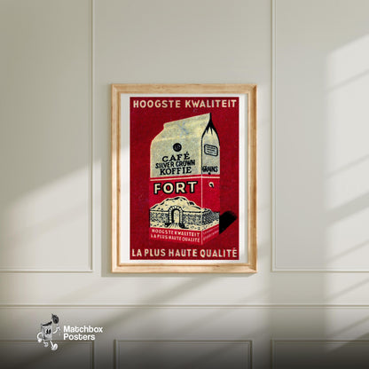 Illustration Of A Coffee Package - vintage matchbox label print - bedroom mockup