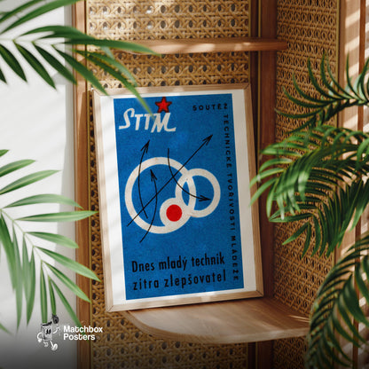 Abstract Design - vintage matchbox label print - office wall