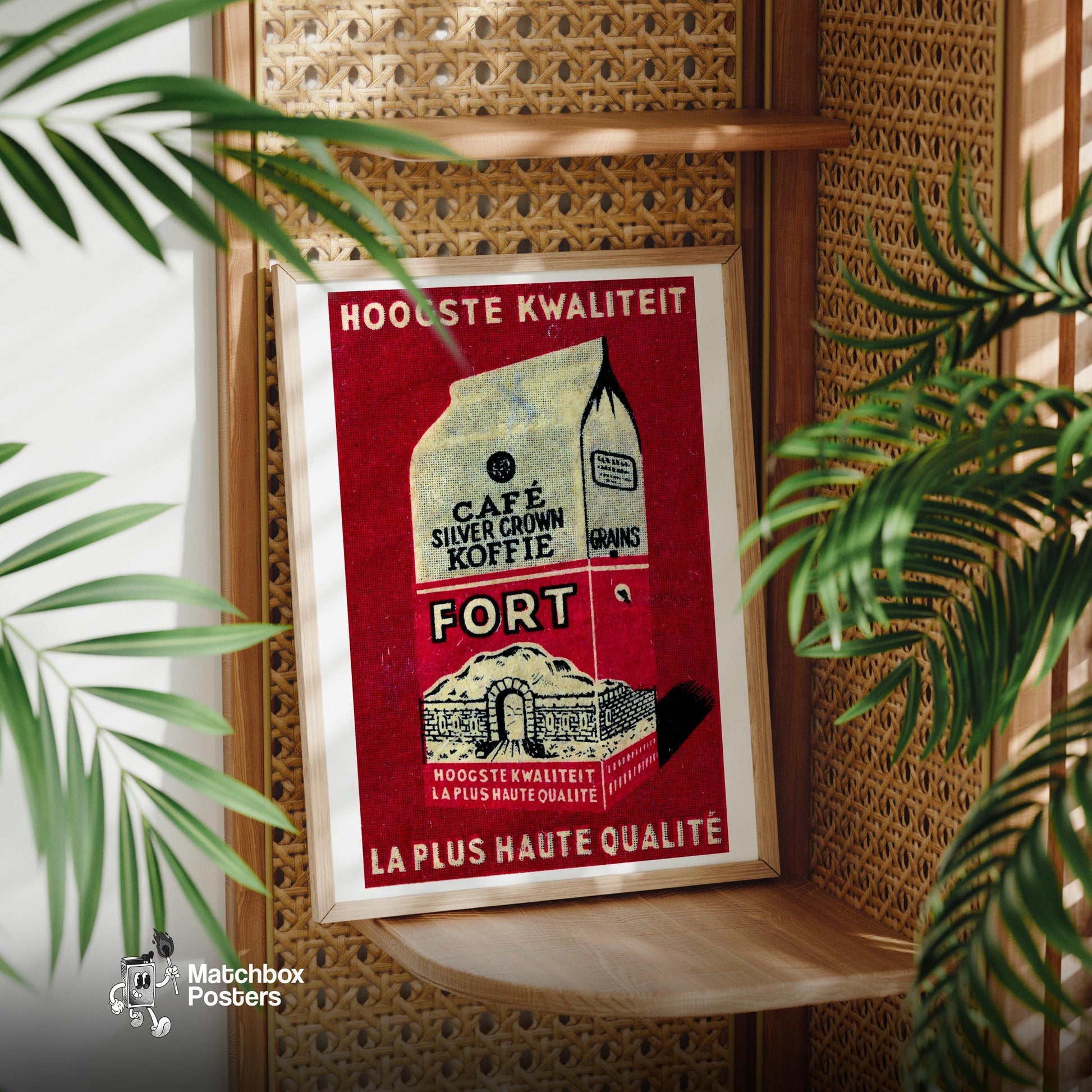 Illustration Of A Coffee Package - vintage matchbox label print - office wall
