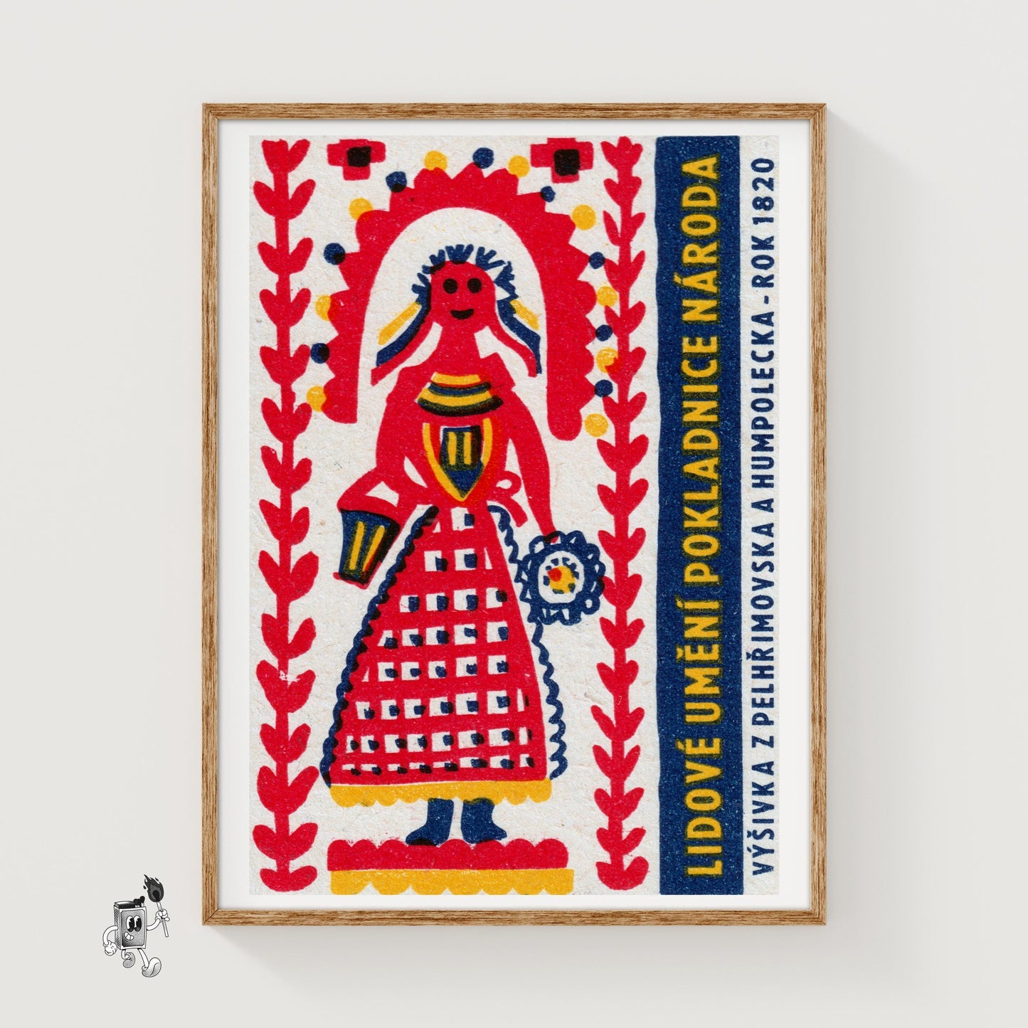 Folk Woman - vintage matchbox label print