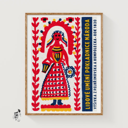 Folk Woman - vintage matchbox label print