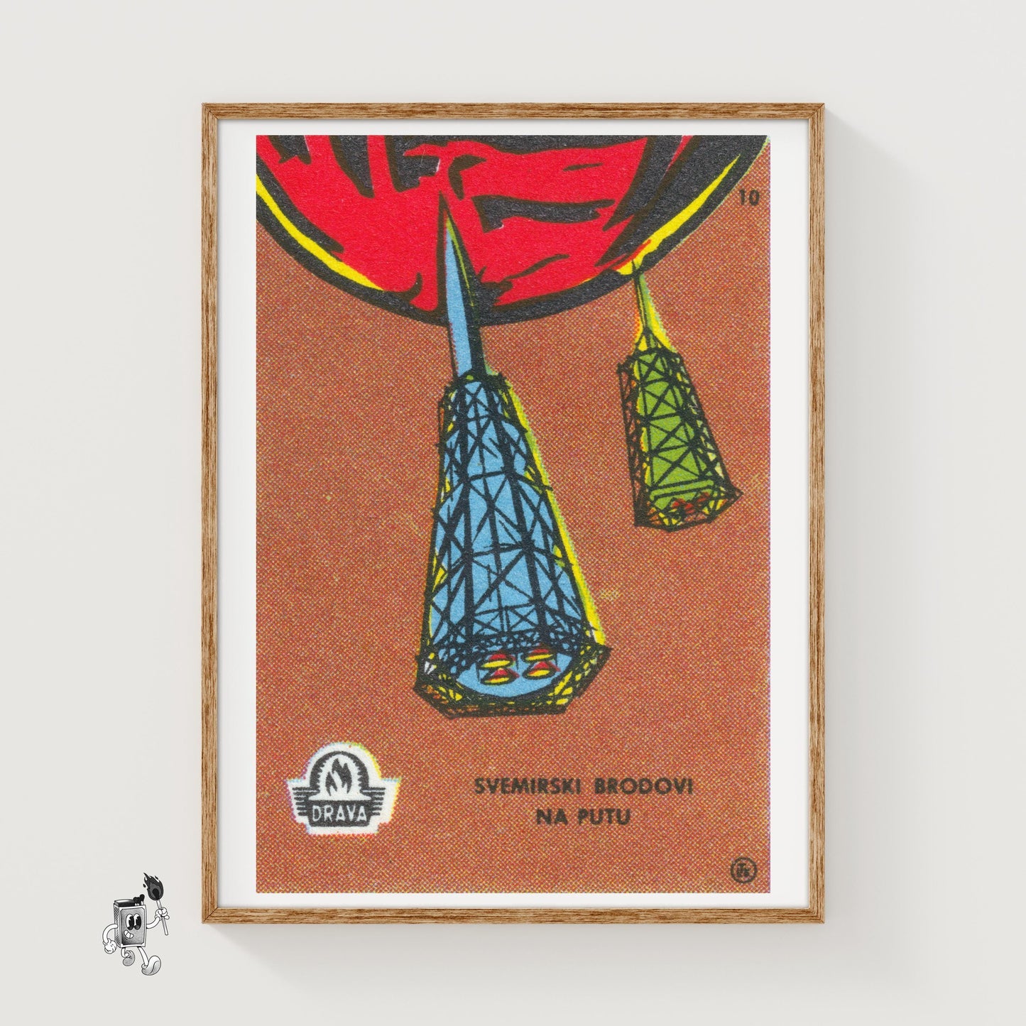 Space Ships Travelling - vintage matchbox label print