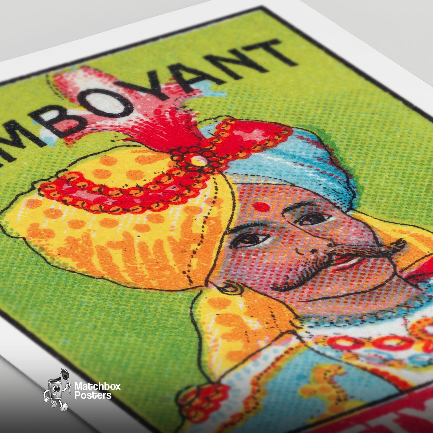 Turbaned Man - vintage matchbox label print - close-up detail