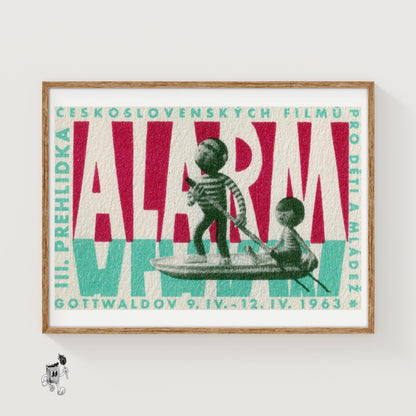 Children Rowing Boat - vintage matchbox label print