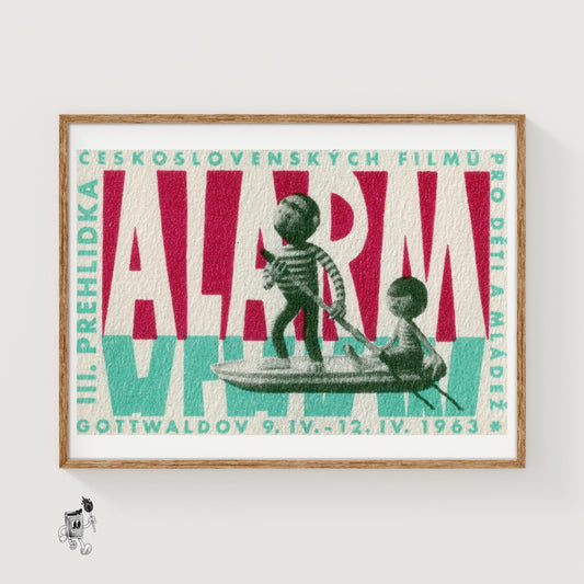 Children Rowing Boat - vintage matchbox label print