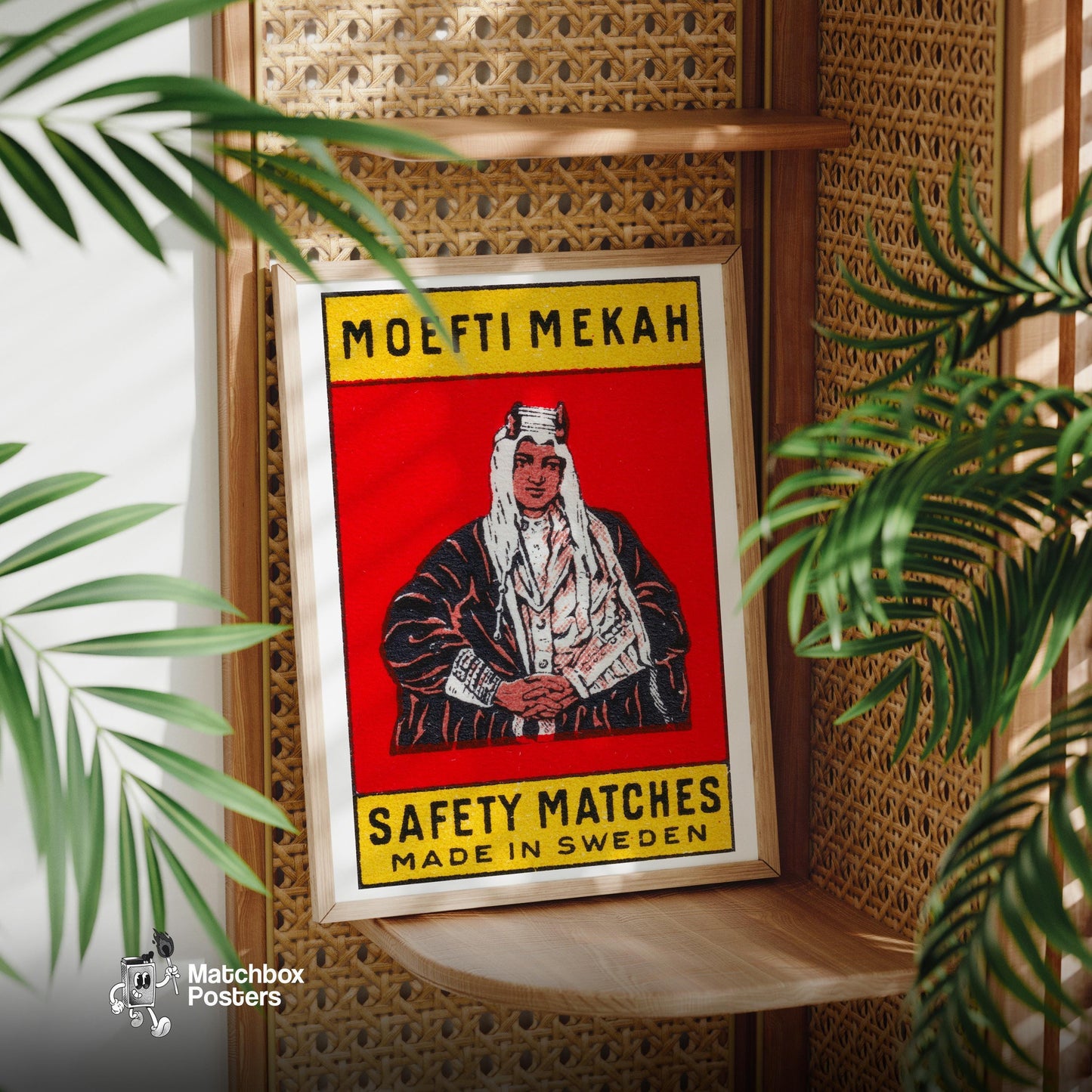 Moefti Mekah - vintage matchbox label print - office wall