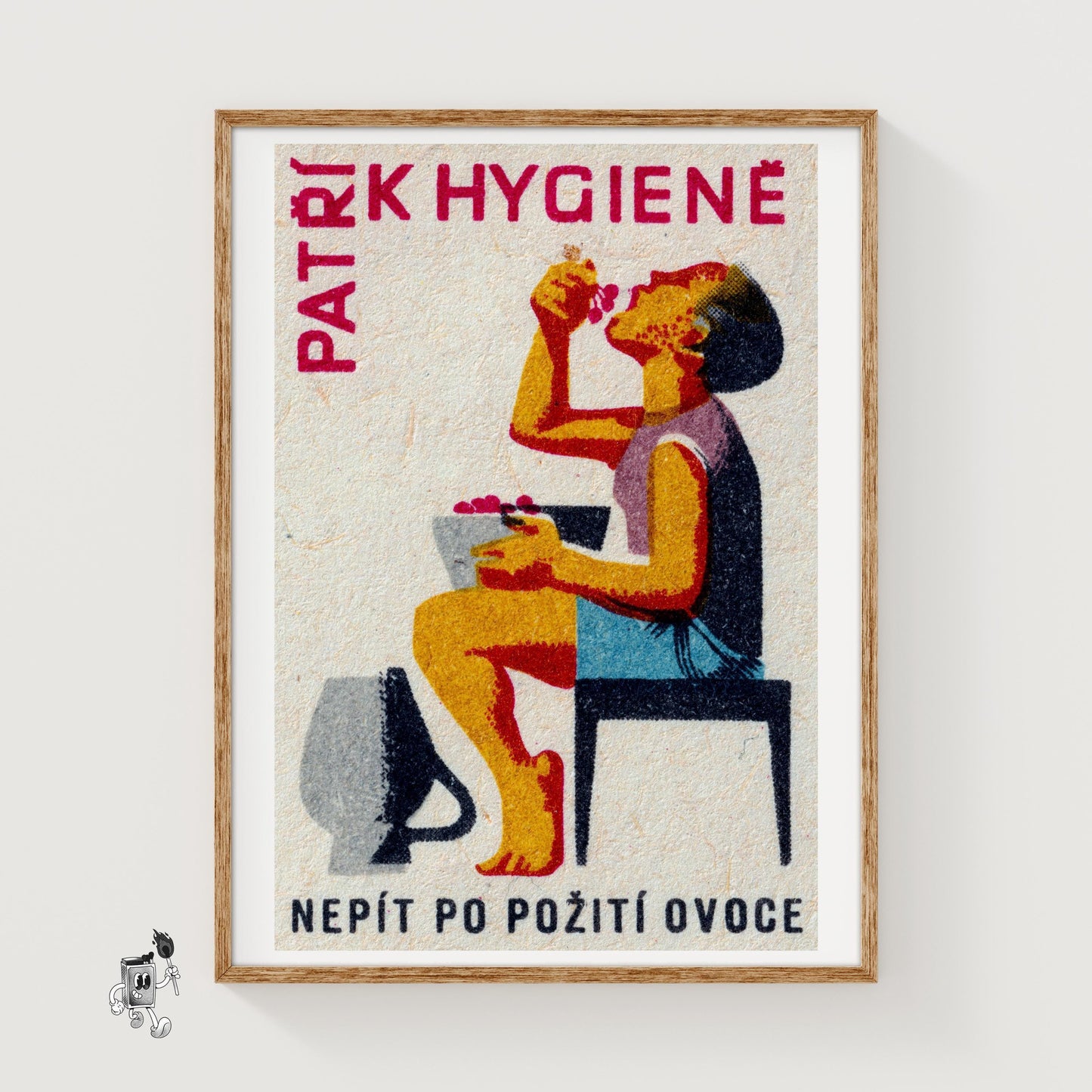 Boy Eating Grapes - vintage matchbox label print