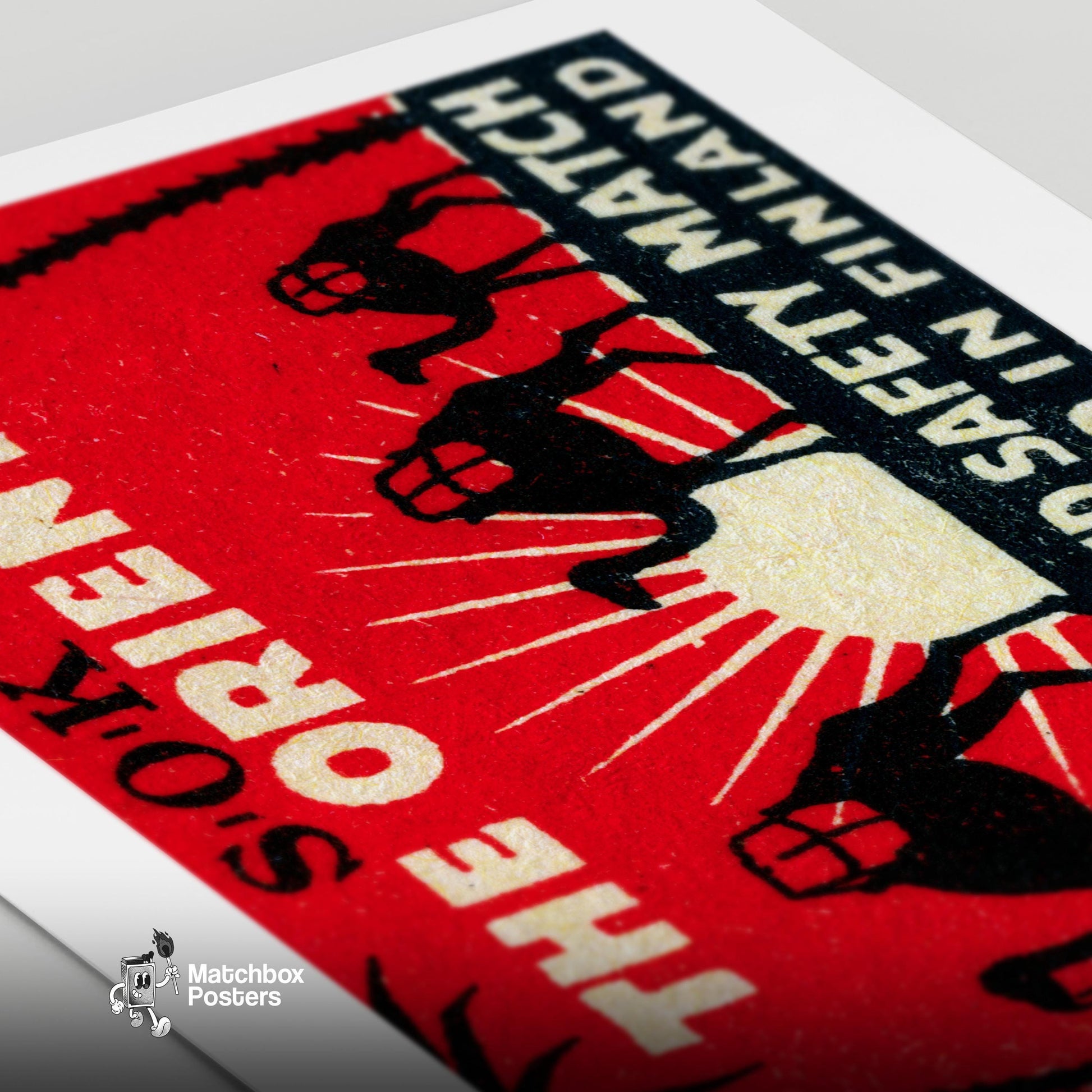 Silhouette Of Camels - vintage matchbox label print - close-up detail