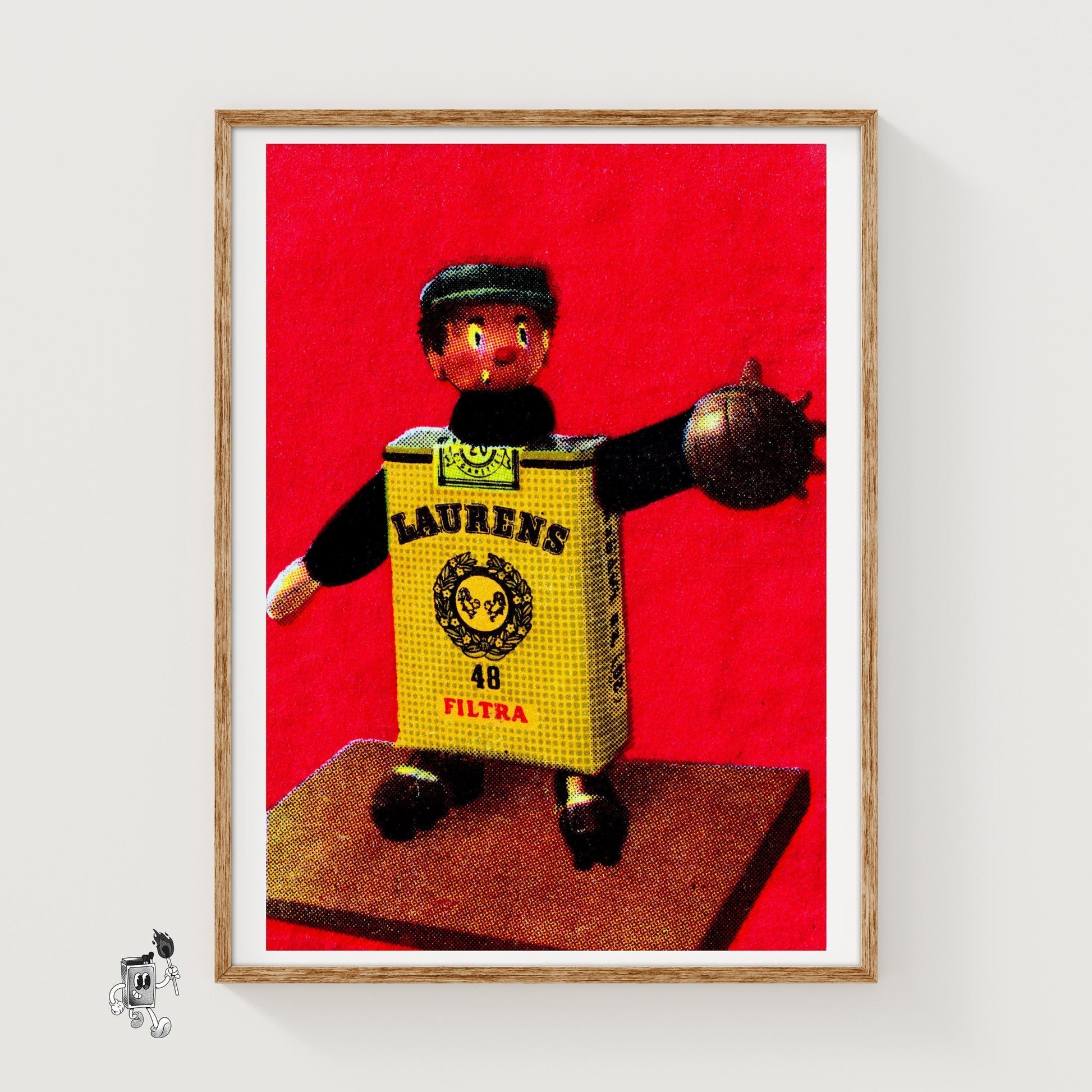 Footballer Toy Figure - vintage matchbox label print