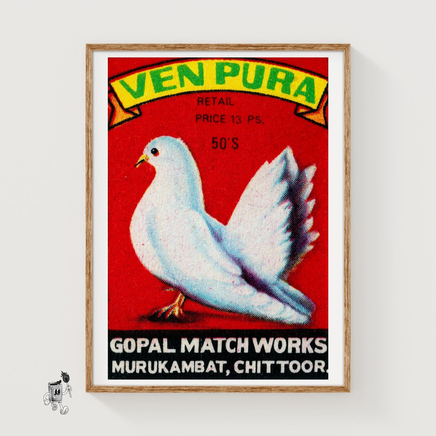 White Dove - vintage matchbox label print