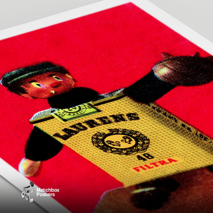 Footballer Toy Figure - vintage matchbox label print - close-up detail