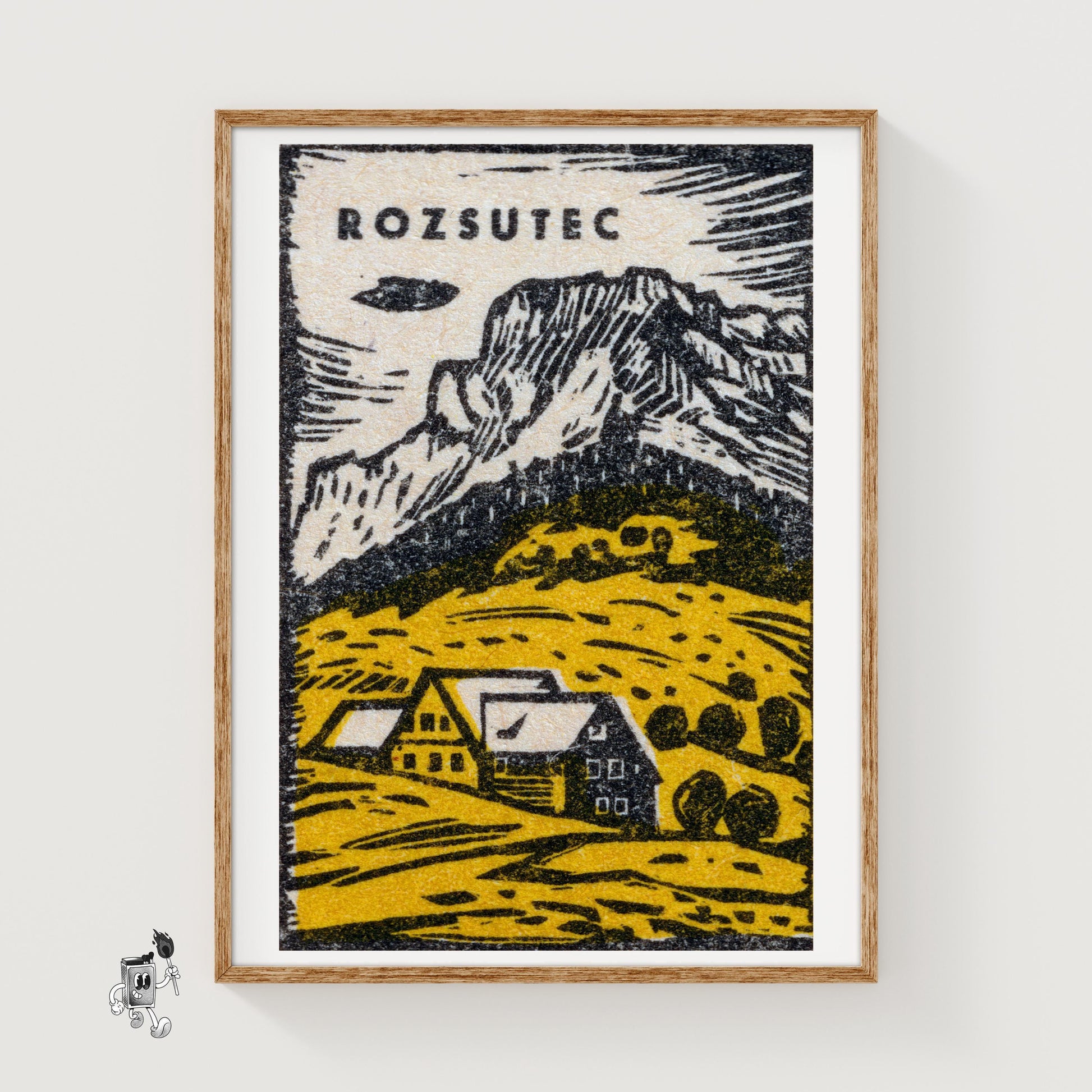 Mountain Scene - vintage matchbox label print