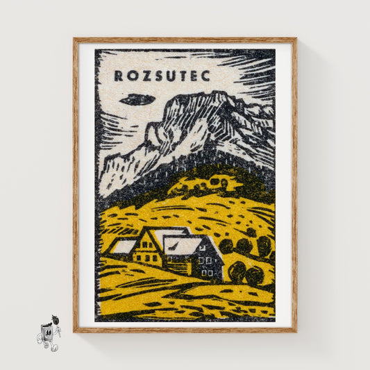 Mountain Scene - vintage matchbox label print