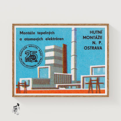 Nuclear Power Plant - vintage matchbox label print