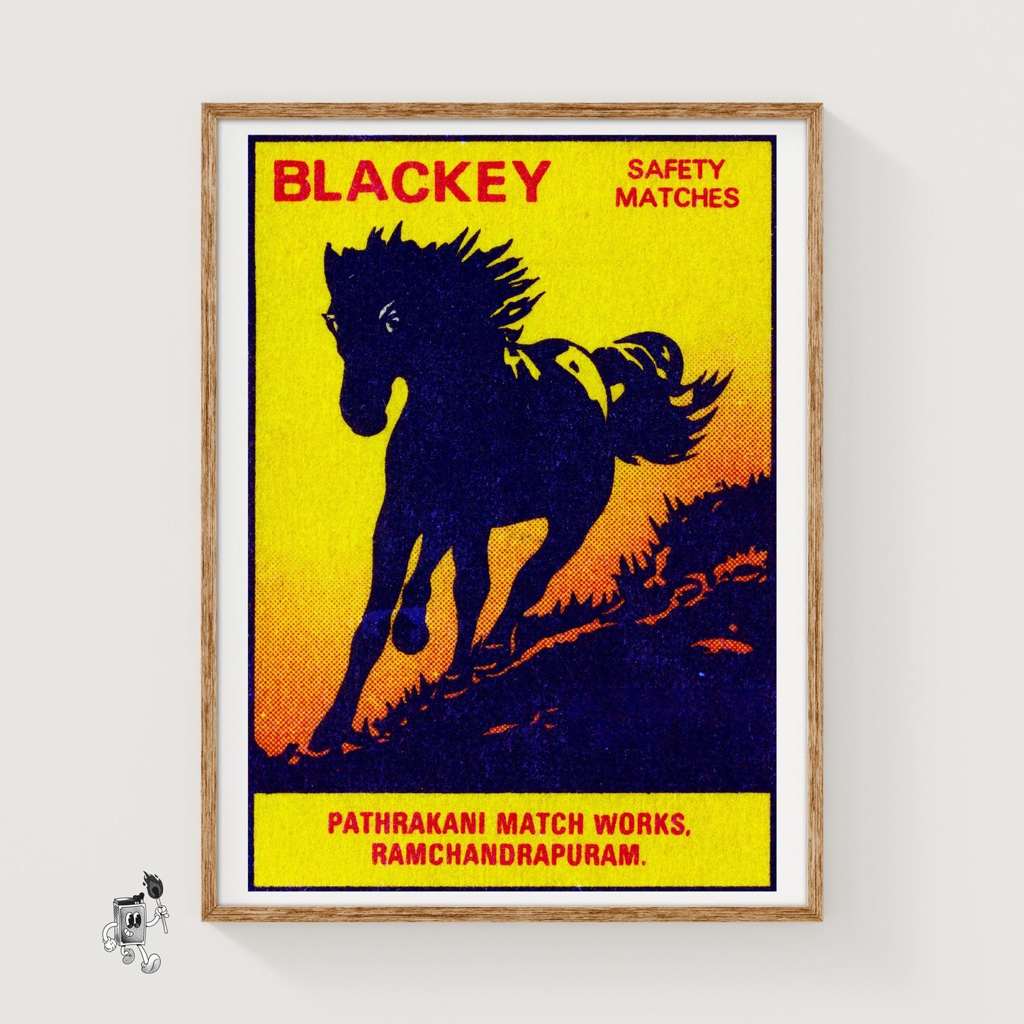 Blackey Horse - vintage matchbox label print