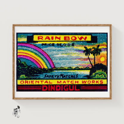 Rainbow: Vintage India Matchbox Label - vintage matchbox label print