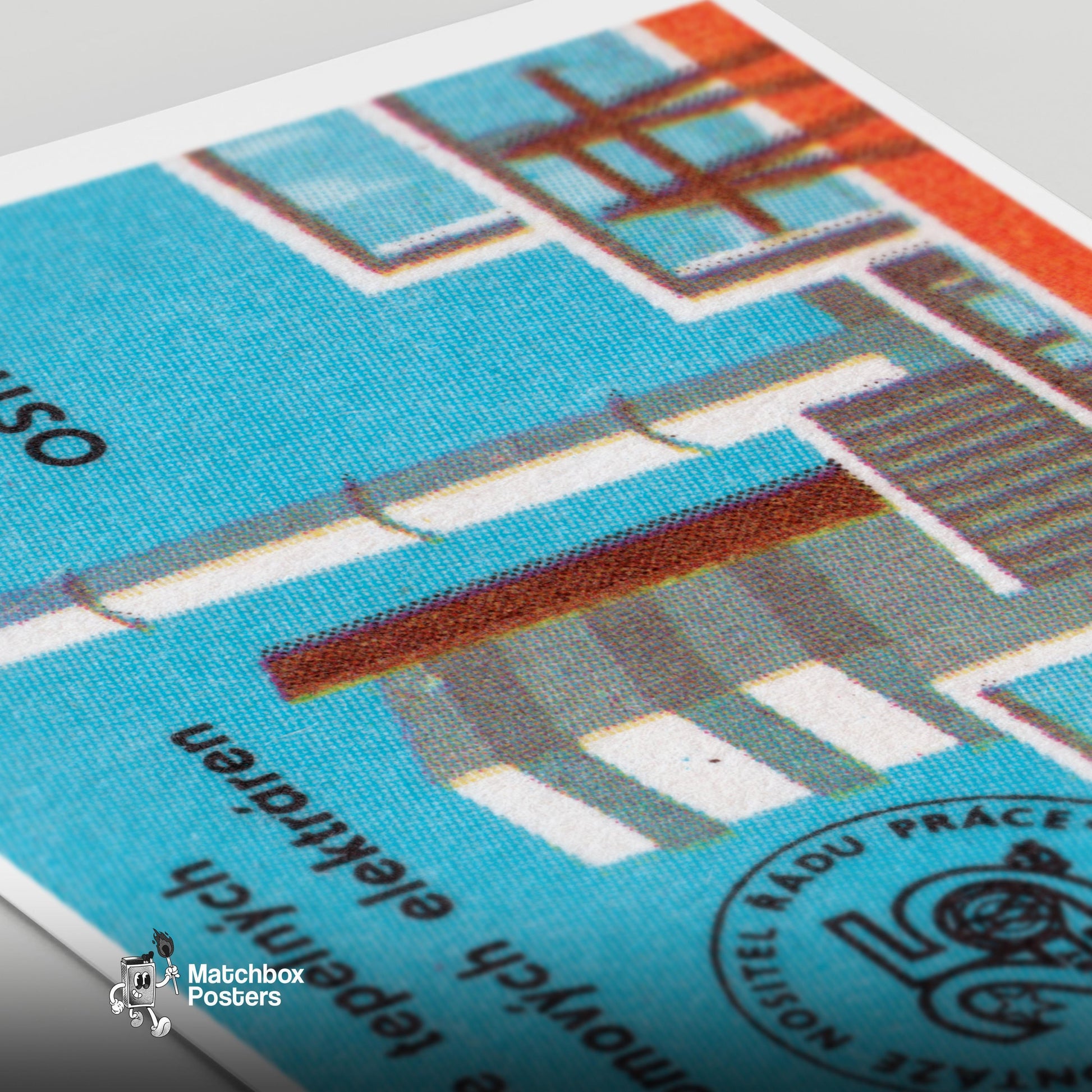 Nuclear Power Plant - vintage matchbox label print - close-up detail