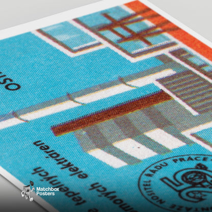 Nuclear Power Plant - vintage matchbox label print - close-up detail
