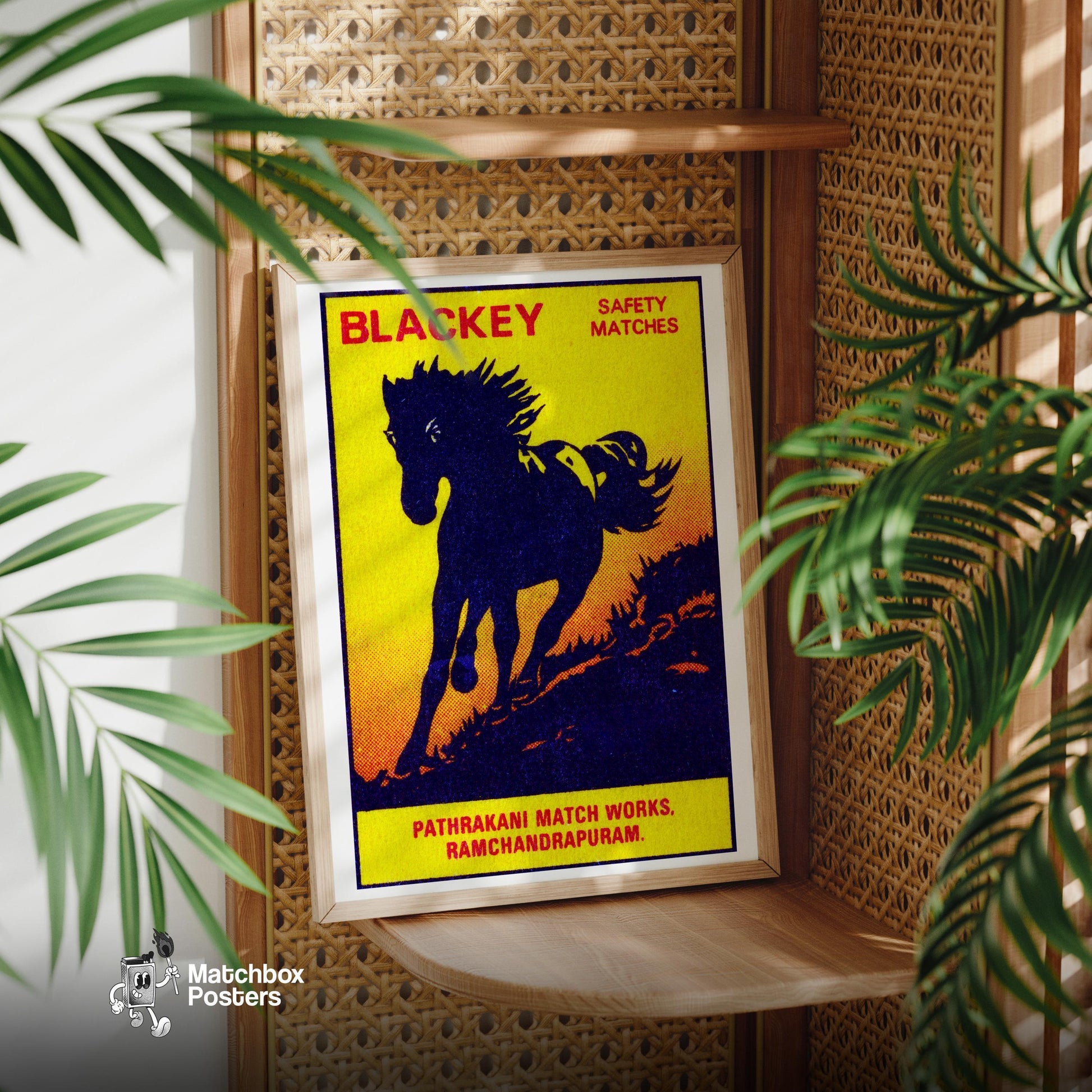 Blackey Horse - vintage matchbox label print - office wall
