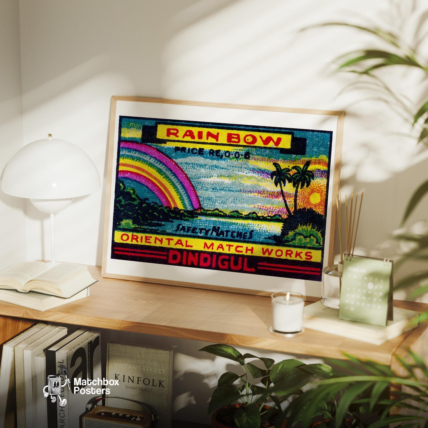 Rainbow: Vintage India Matchbox Label - vintage matchbox label print - office wall