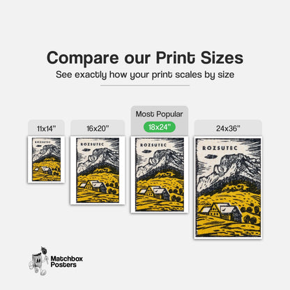 Mountain Scene - vintage matchbox label print - gallery wall preview