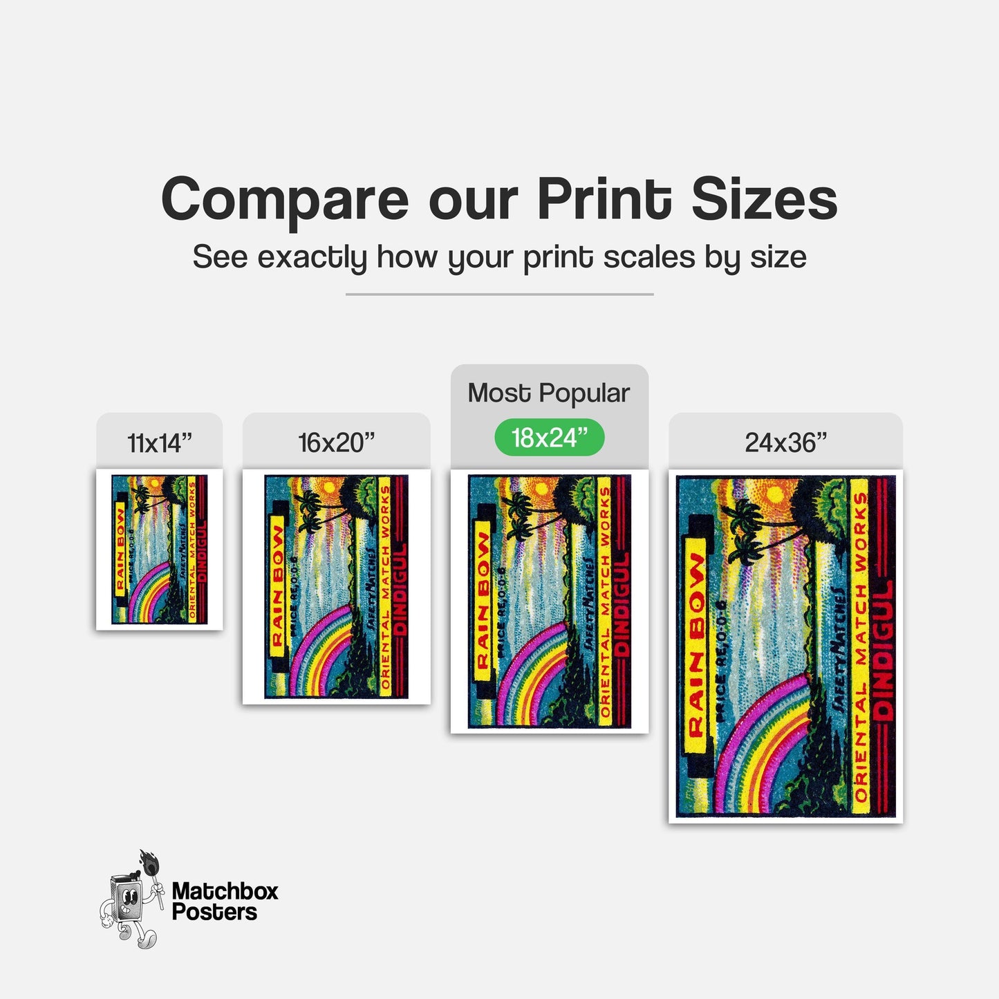 Rainbow: Vintage India Matchbox Label - vintage matchbox label print - gallery wall preview