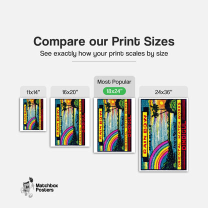 Rainbow: Vintage India Matchbox Label - vintage matchbox label print - gallery wall preview