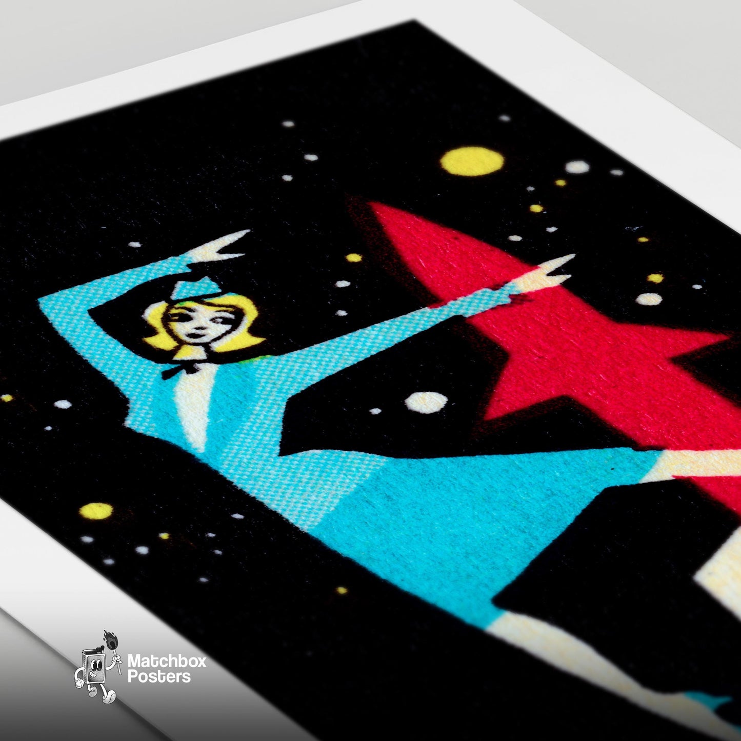 Rocket Dancer - vintage matchbox label print - close-up detail