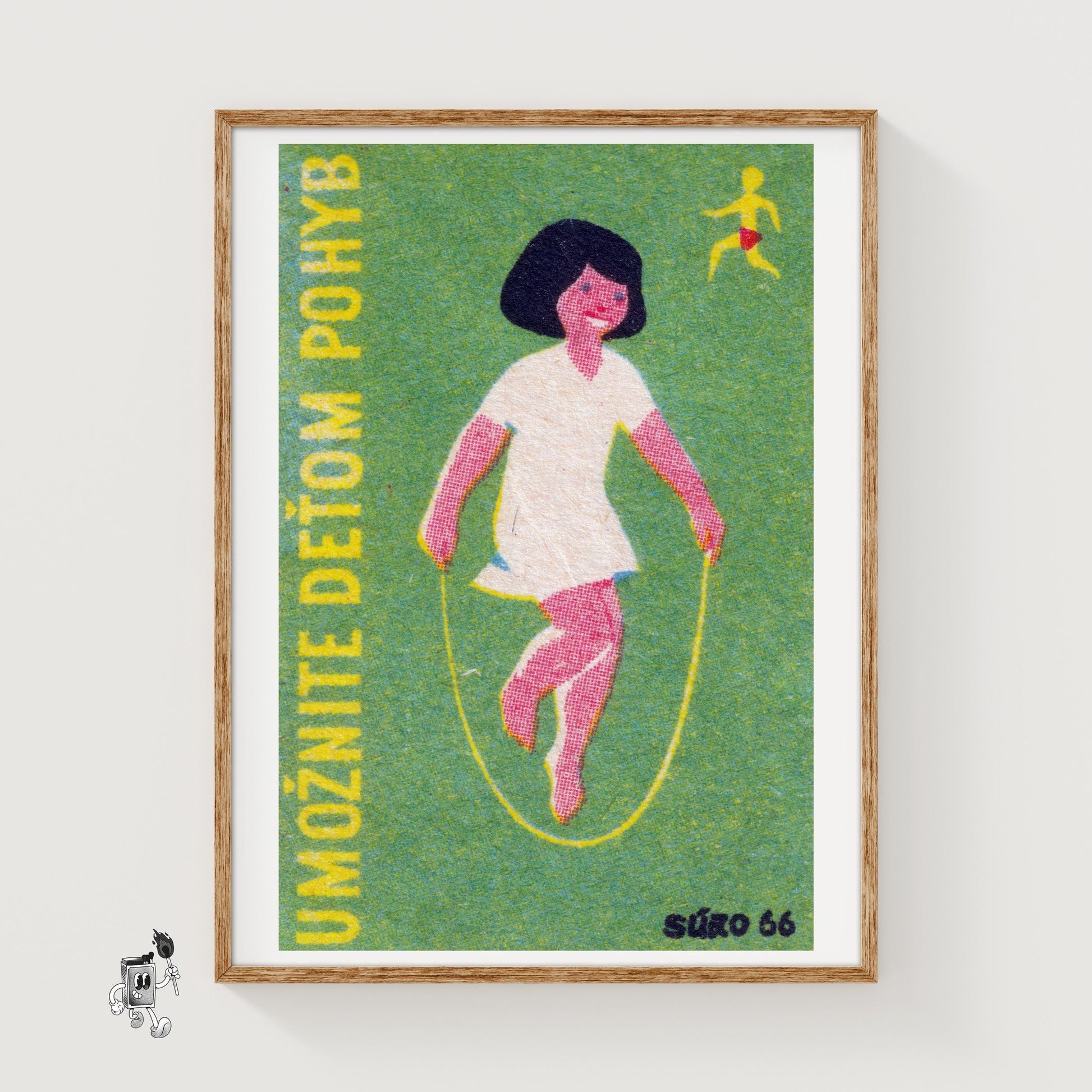 Child Skipping Rope - vintage matchbox label print
