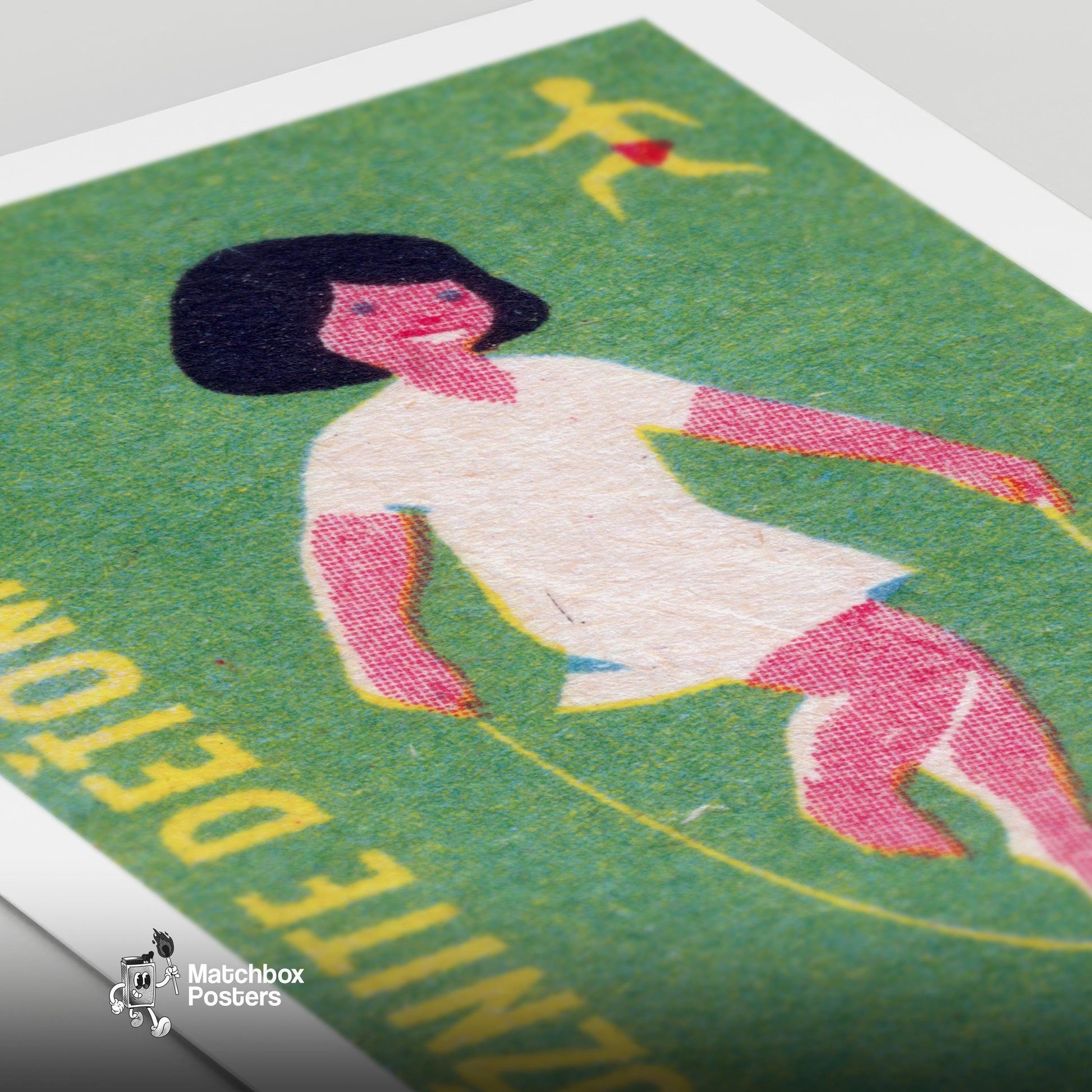 Child Skipping Rope - vintage matchbox label print - close-up detail