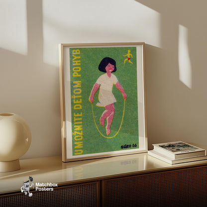 Child Skipping Rope - vintage matchbox label print - size comparison